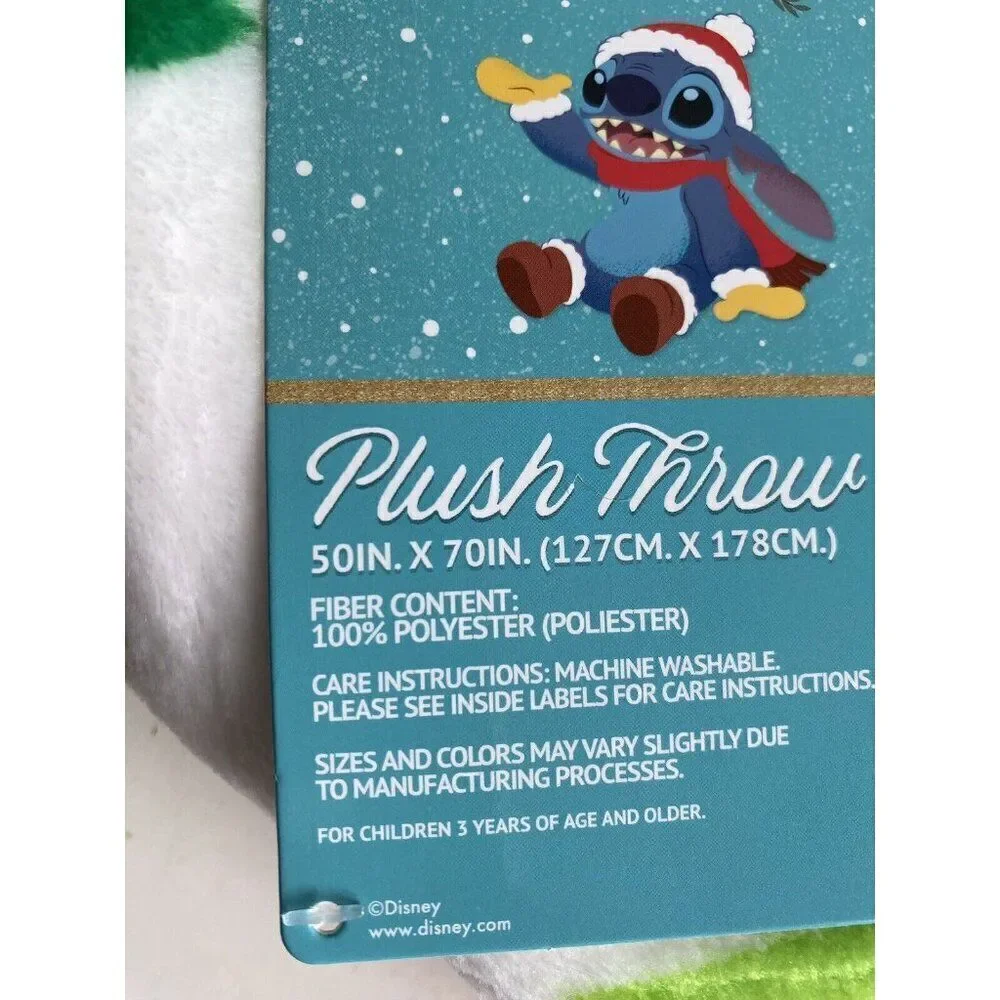 Disney Stitch With Mittens Winter Christmas Santa Hat Throw Blanket 50 X 70” NEW